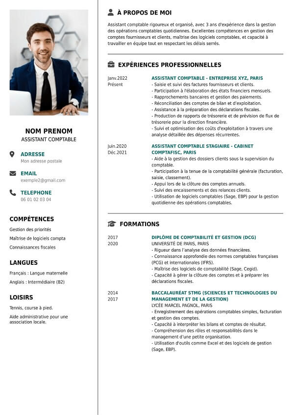 modele de cv pour assistant comptable