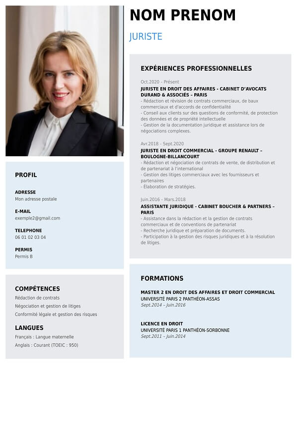 curriculum vitae graphique juriste