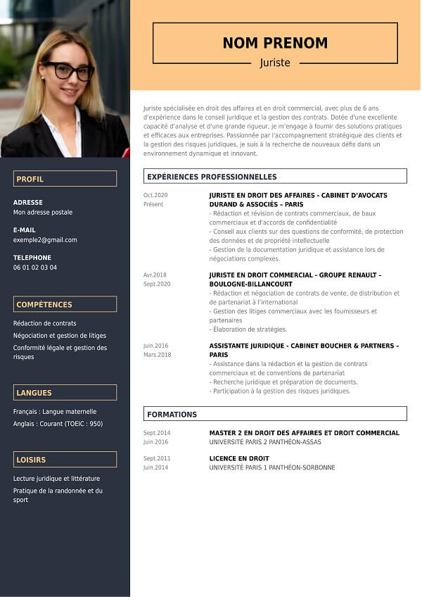 Modele de CV pour juriste