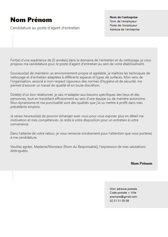 template de lettre de motivation moderne