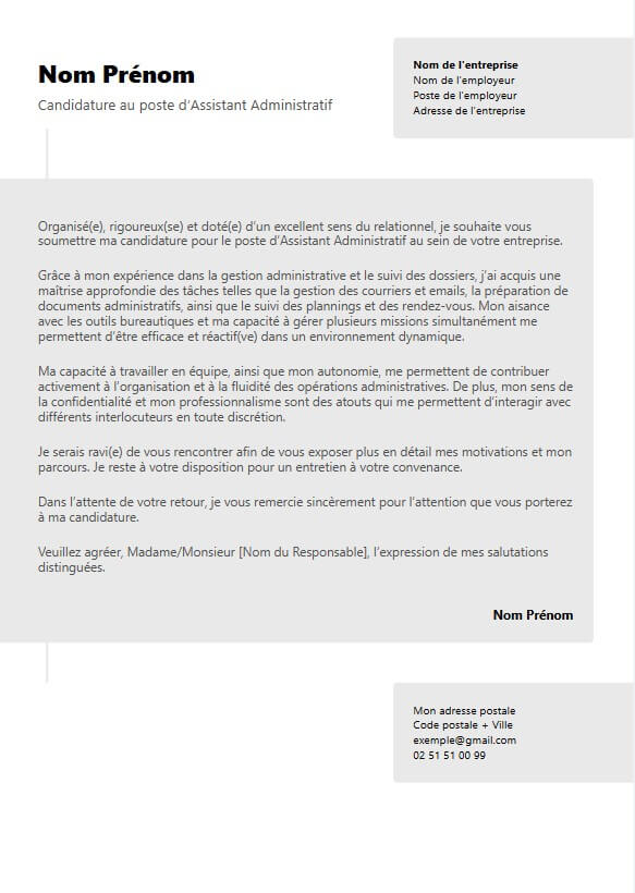 template de lettre de motivation moderne