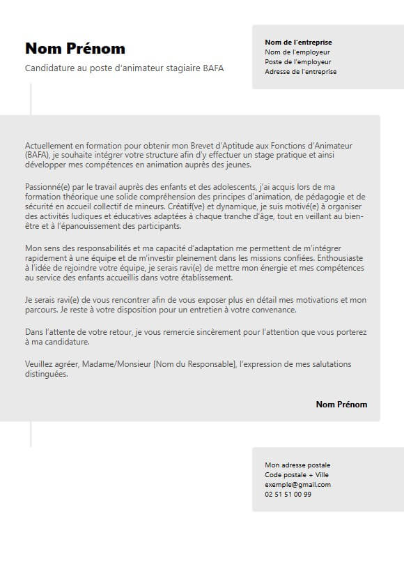 template de lettre de motivation moderne