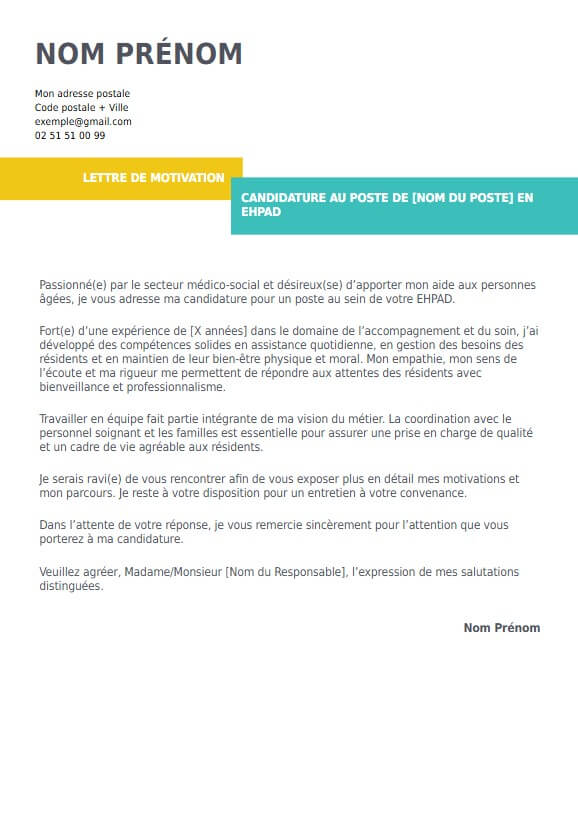 lettre de motivation pour ehpad