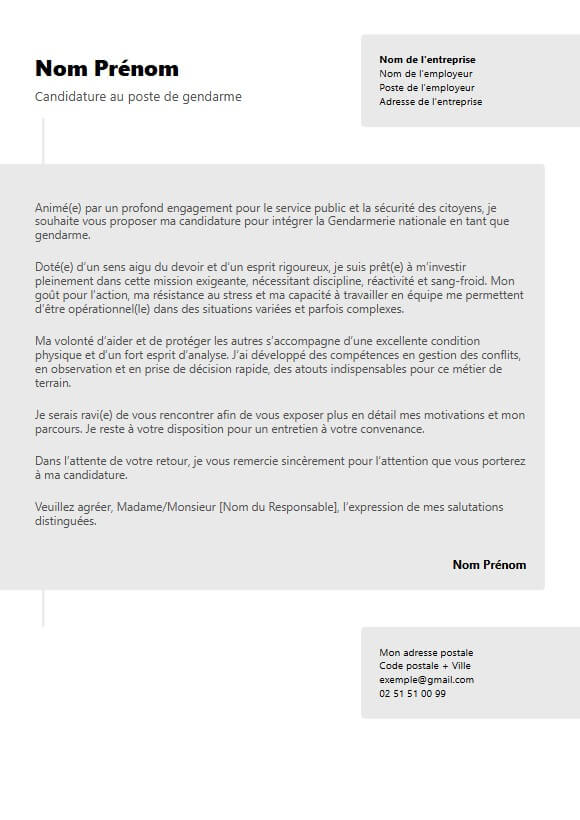 template de lettre de motivation moderne