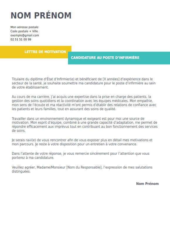 lettre de motivation pour infirmiere