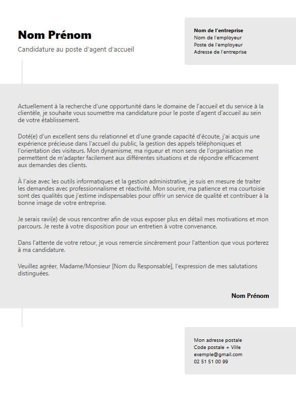 template de lettre de motivation moderne