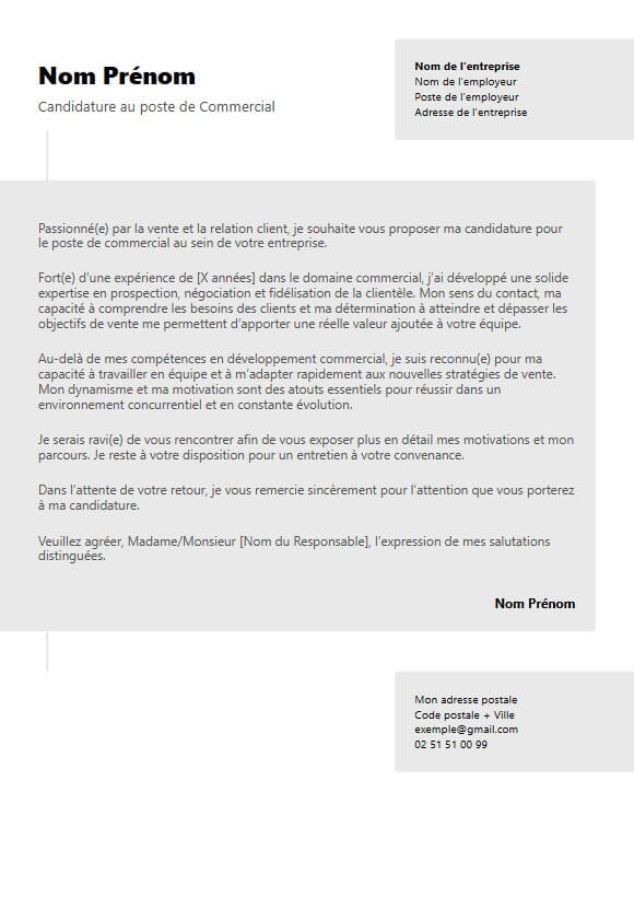 template de lettre de motivation moderne