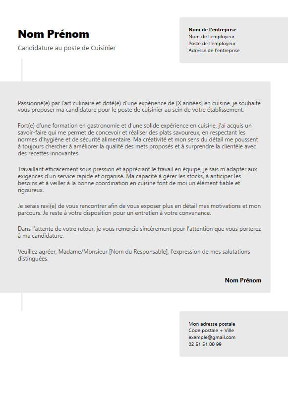 template de lettre de motivation moderne