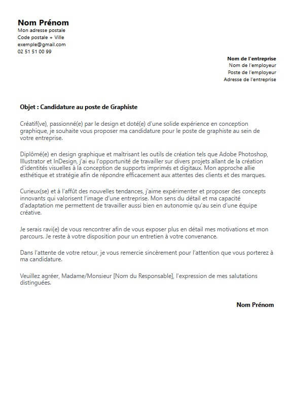 lettre de motivation graphiste