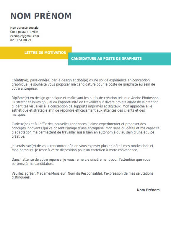 lettre de motivation pour graphiste