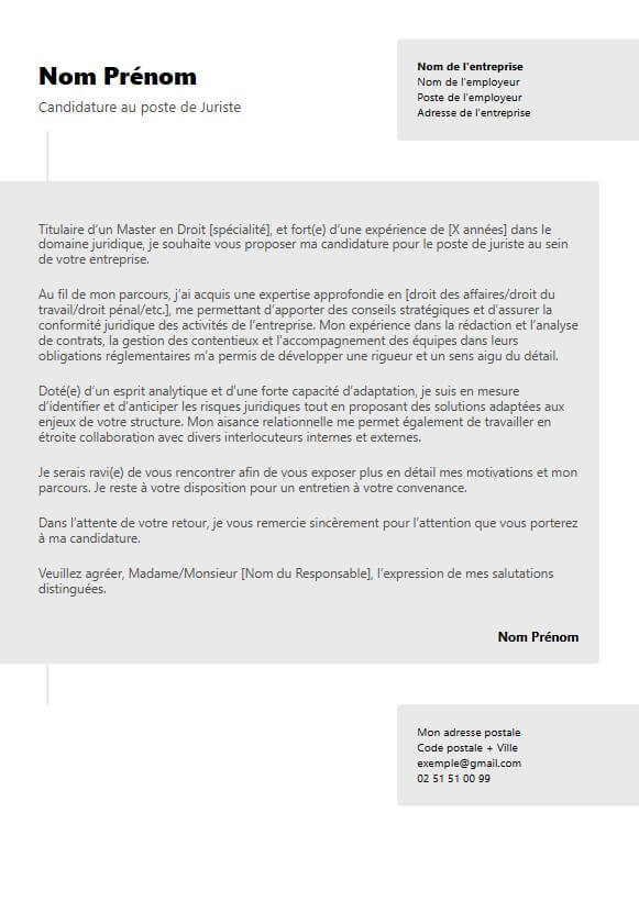 template de lettre de motivation moderne