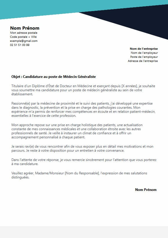 template lettre de motivation