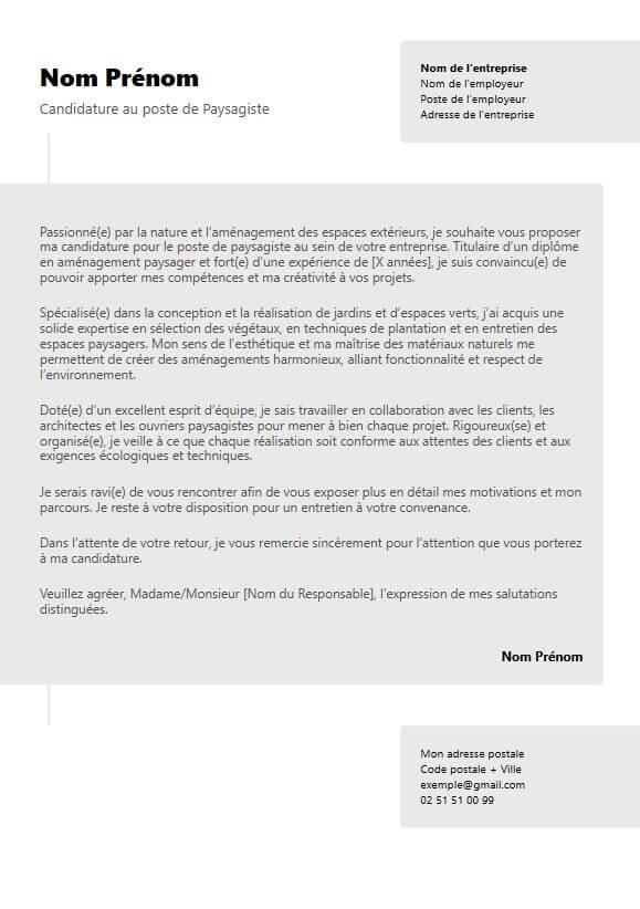 template de lettre de motivation moderne