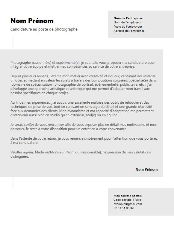 template de lettre de motivation moderne
