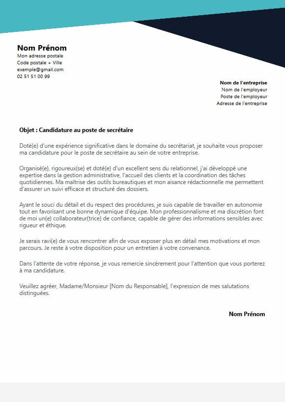 template lettre de motivation