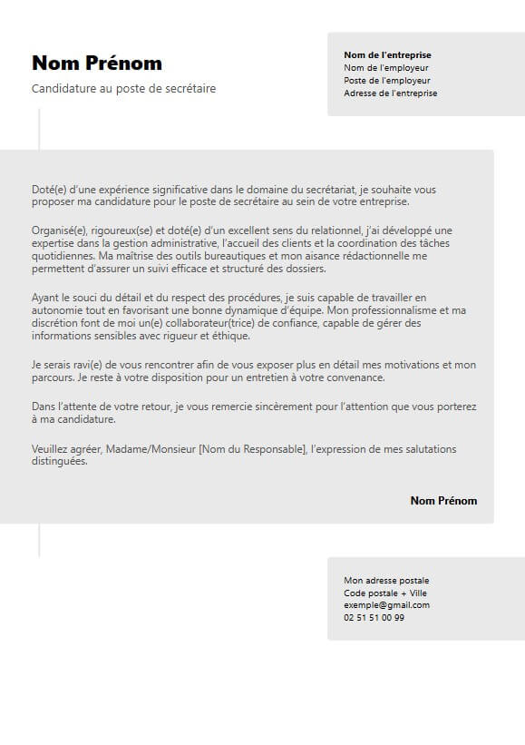 template de lettre de motivation moderne