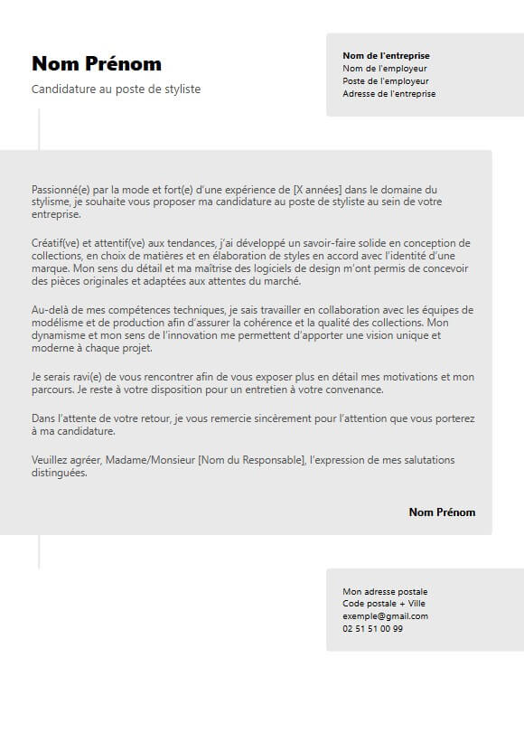 template de lettre de motivation moderne