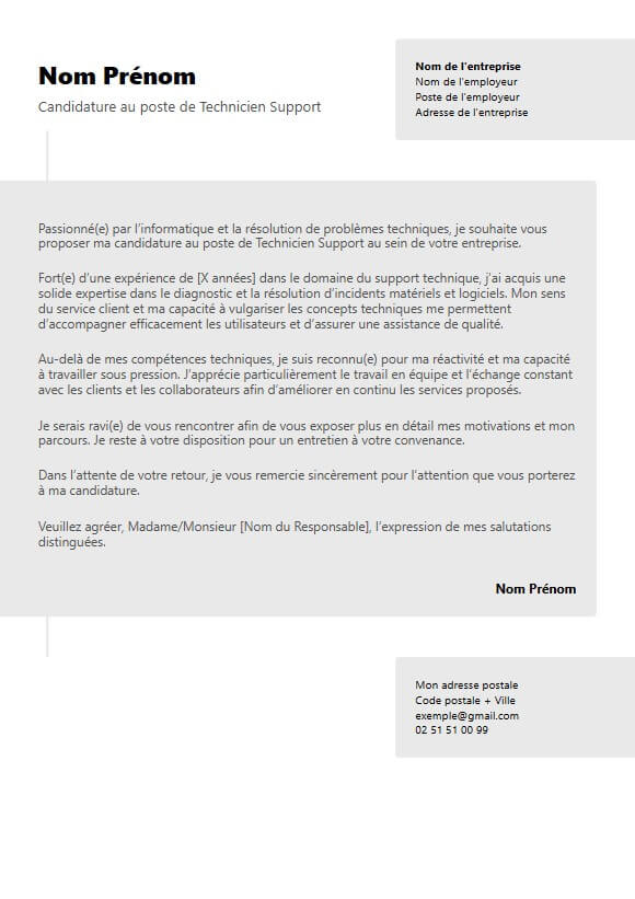 template de lettre de motivation moderne