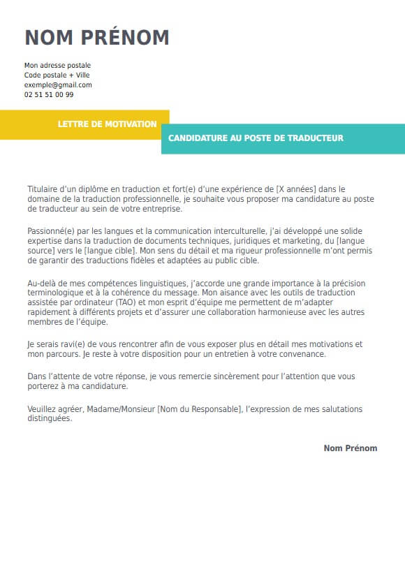 lettre de motivation pour traducteur
