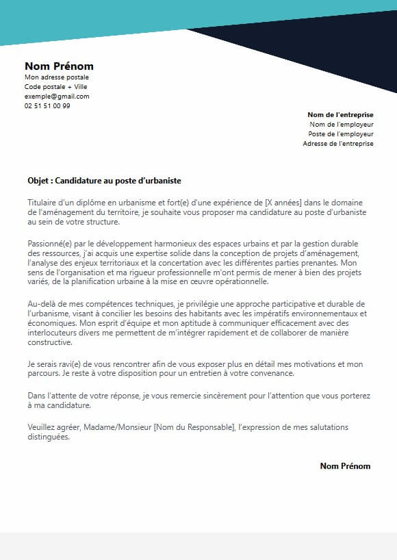 template lettre de motivation urbaniste