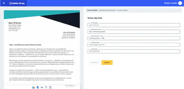 rédaction de la lettre de motivation