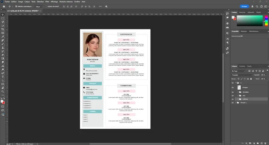 ajout du contenu sur le CV