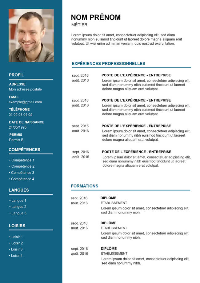 Créer un Curriculum Vitae avec ce modèle vert simple et professionnel