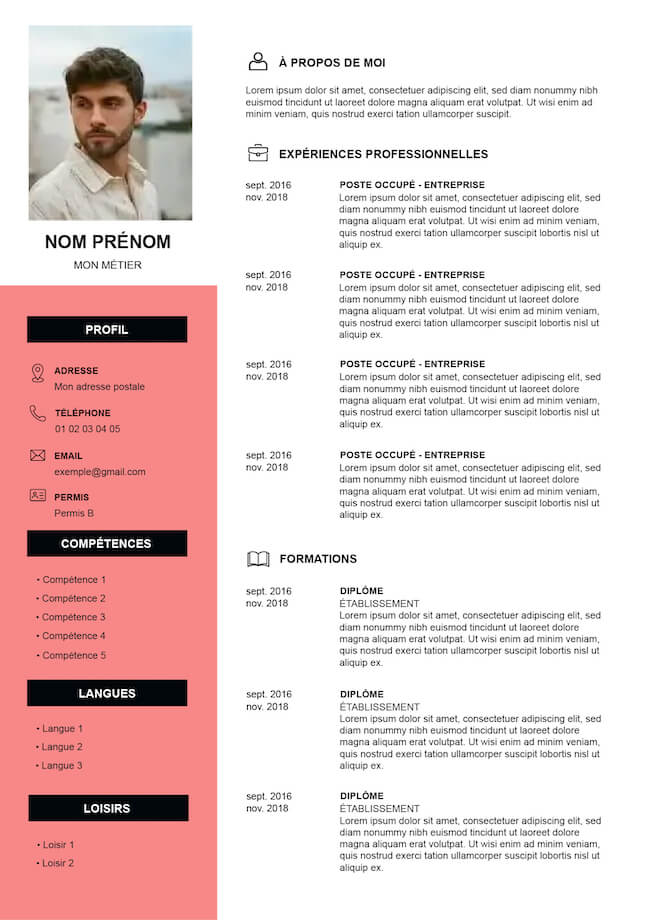 exemple CV design rouge