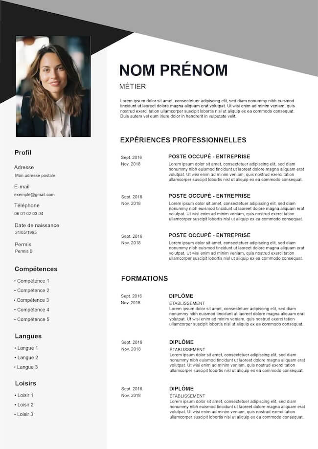 template CV gris et design
