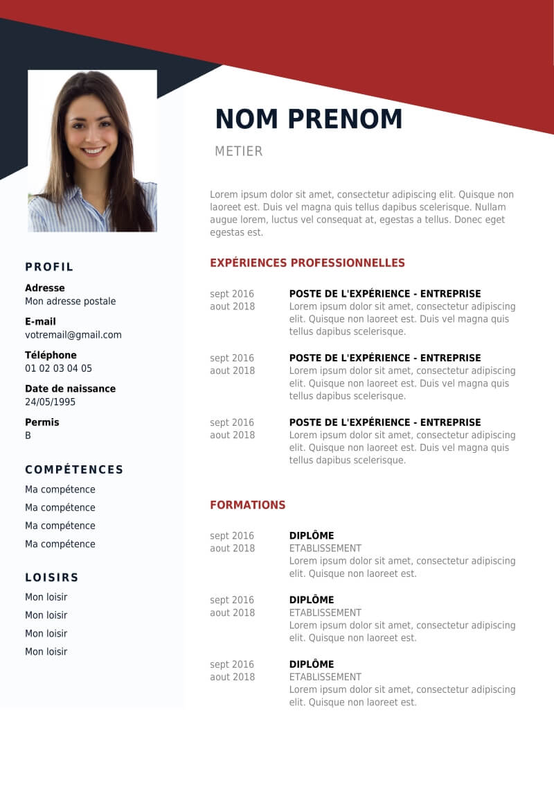 CV design de couleur rouge