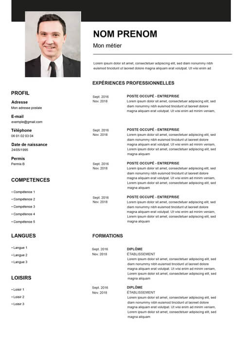 modele de cv neutre à télécharger