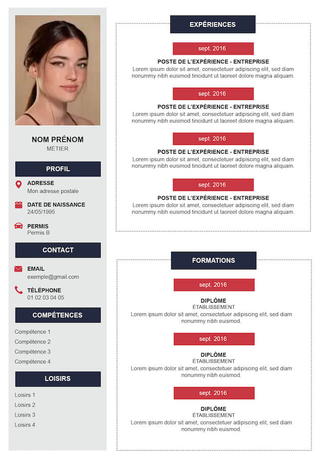 modele CV rouge tendance