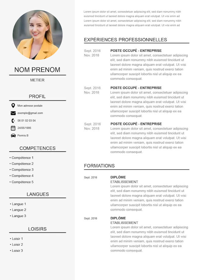 Curriculum Vitae design gris