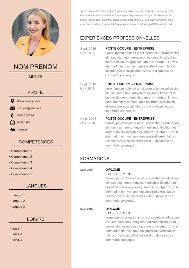 template de cv original et rose