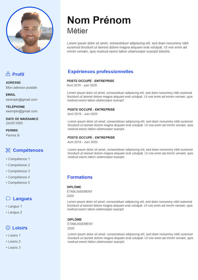 Exemple de CV design à télécharger en PDF