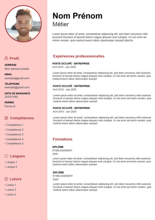 CV rouge classique