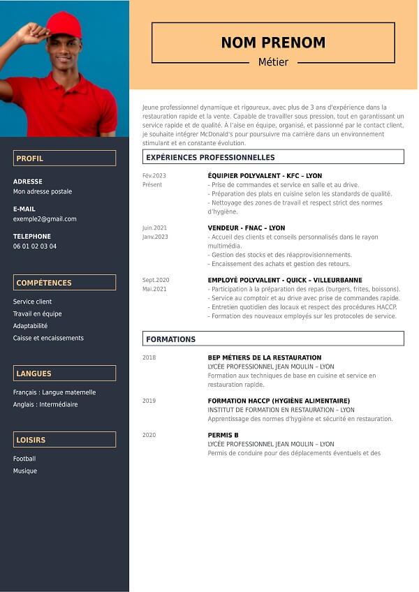 Mod le CV Pour Postuler Un Emploi Au McDonald Mod le CV Pour Postuler Un Emploi Au McDonald