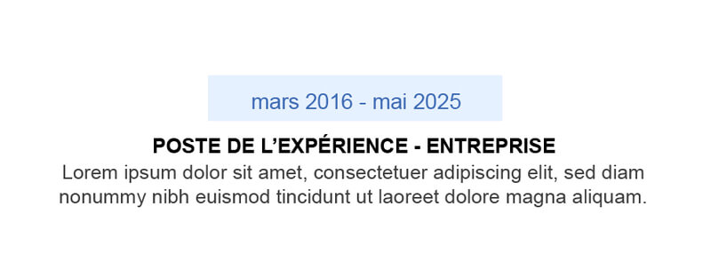 exemple d'experience dans le CV