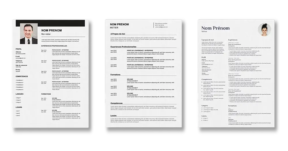 3 templates CV classique