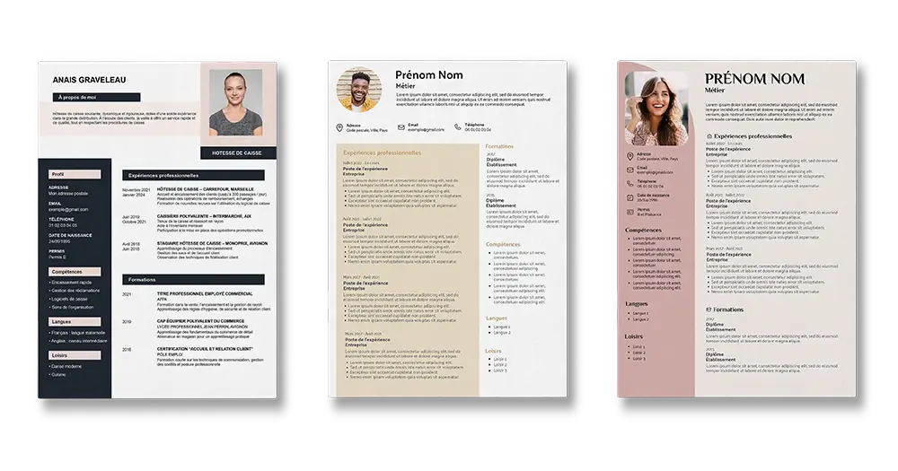 3 templates CV modernes