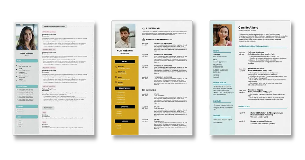 3 exemples CV avec photo à télécharger