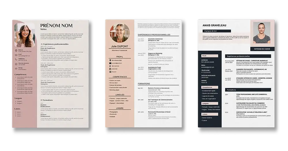 3 templates CV roses