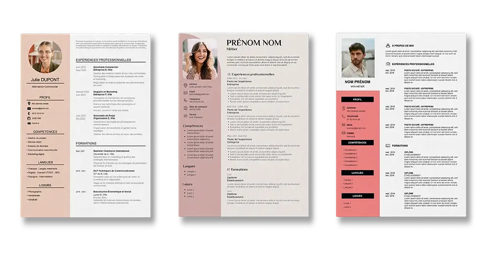3 templates CV rouges