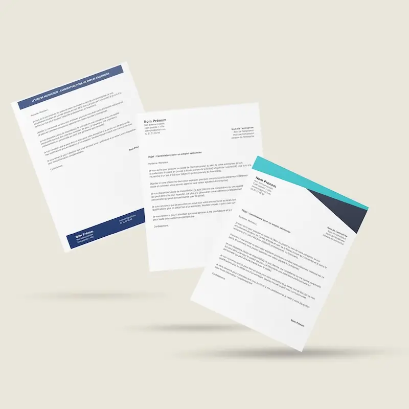 3 exemples de lettre pour un emploi saisonnier