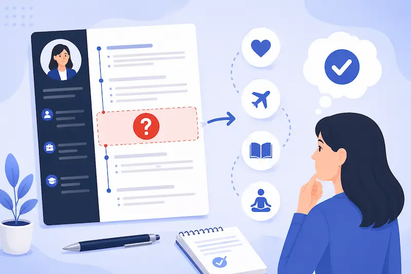 CV avec une zone vide