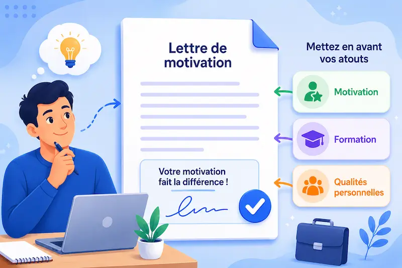 étudiant en reflexion pour écrire sa lettre de motivation