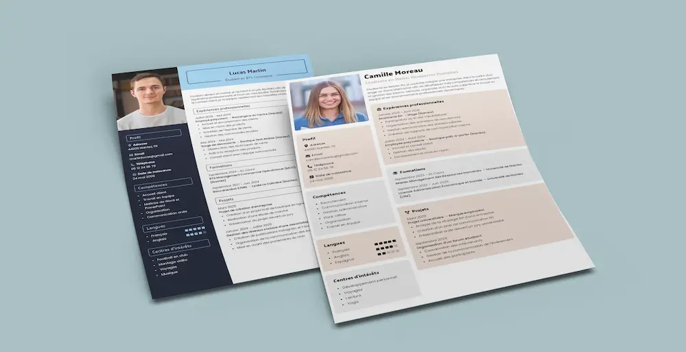 modèles de CV avec mise en page adapté pour les étudiants