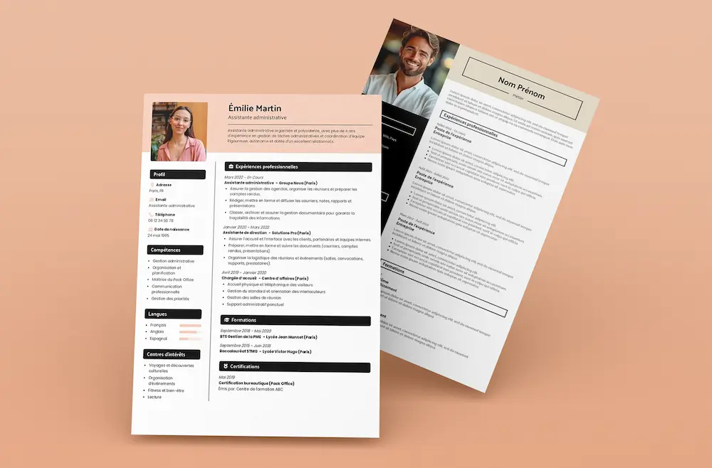 templates CV avec mise en page modernes