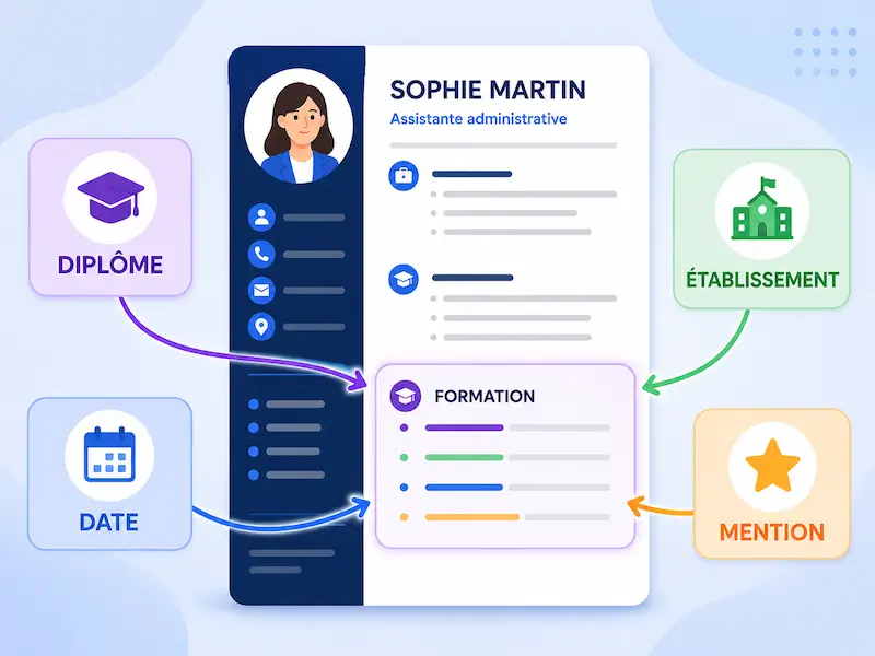 informations à intégrer dans la rubrique formation
