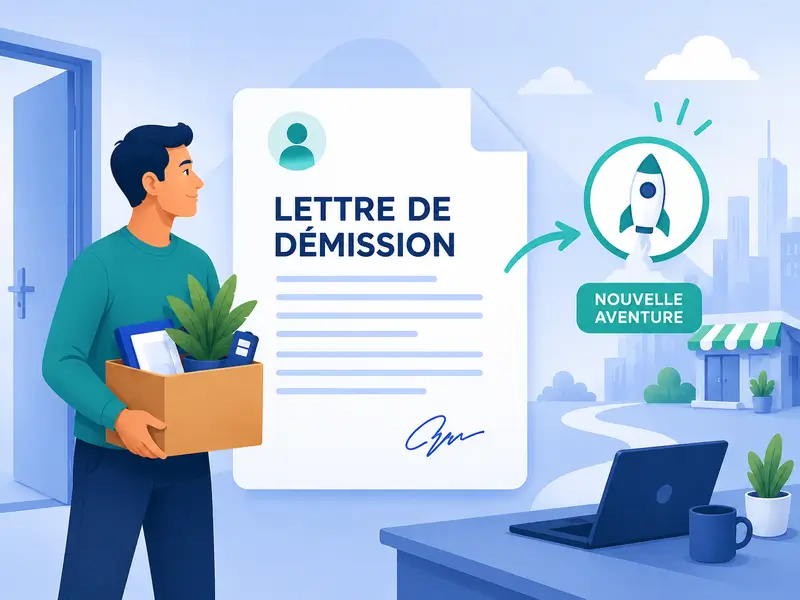 illustration d'un homme qui démissionne pour créer une entreprise